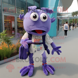 Lavender Crab mascot costume character dressed with a Bermuda Shorts and Wallets