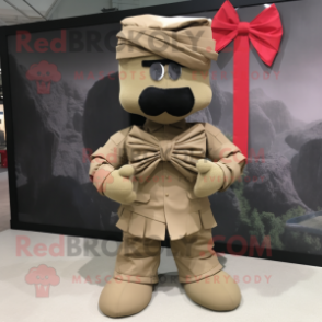 Tan Commando mascot costume character dressed with a Cover-up and Bow ties