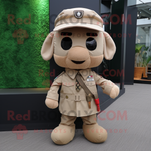 Tan Commando mascot costume character dressed with a Cover-up and Bow ties
