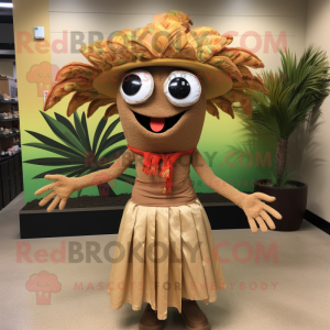 Tan Jambalaya mascot costume character dressed with a Bikini and Headbands