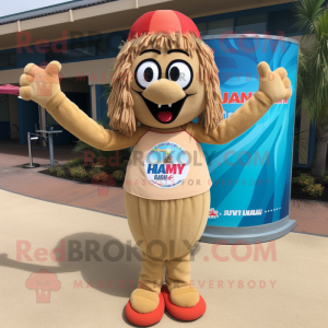 Tan Jambalaya mascot costume character dressed with a Bikini and Headbands