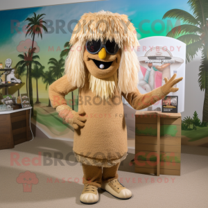 Tan Jambalaya mascot costume character dressed with a Bikini and Headbands