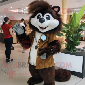 Brown Skunk mascot costume character dressed with a Boyfriend Jeans and Bracelet watches