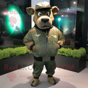 Olive Buffalo mascot costume character dressed with a Windbreaker and Ties