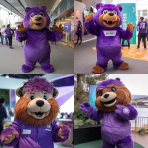Purple Beaver maskot drakt...