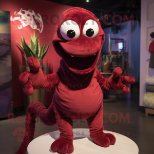 Maroon Hydra mascot costume character dressed with a Poplin Shirt and Mittens