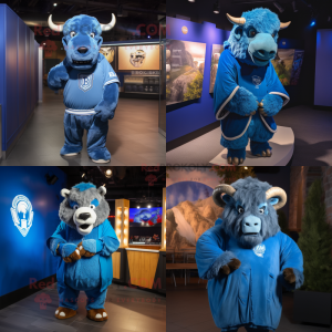 Blauer Bison Maskottchen...