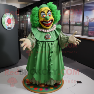 Grön Evil Clown maskot...