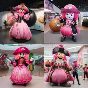 Pink Pirat maskot kostume...