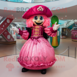 Pink Pirate mascot costume character dressed with a Ball Gown and Rings