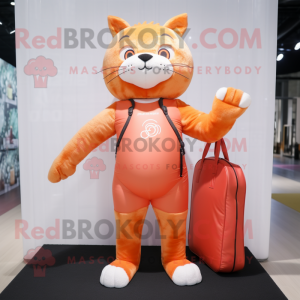 Orange Cat mascot costume character dressed with a Yoga Pants and Tote bags