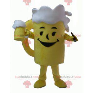 Reusachtige mascotte van geel en wit bierglas - Redbrokoly.com