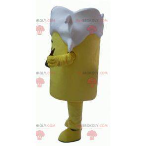 Mascote gigante de vidro de cerveja amarelo e branco -