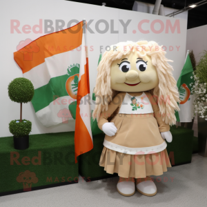 Beige Ierse vlag mascotte...