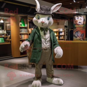 Green Rabbit mascot costume character dressed with a Chinos and Pocket squares