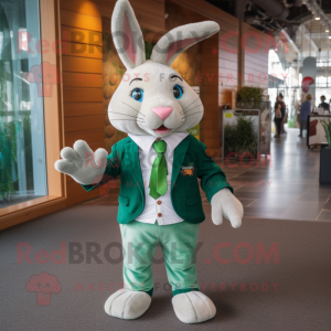 Green Rabbit mascot costume character dressed with a Chinos and Pocket squares