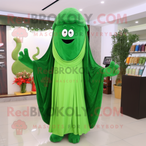 Forest Green Celery mascot costume character dressed with a Polo Shirt and Shawls