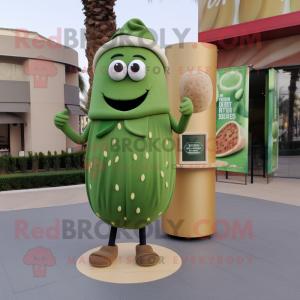 Olive Pesto Pasta mascot costume character dressed with a Sweater and Earrings