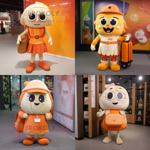 Beige Orange maskot kostume...