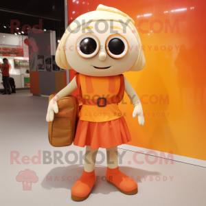 Beige Orange maskot kostym...