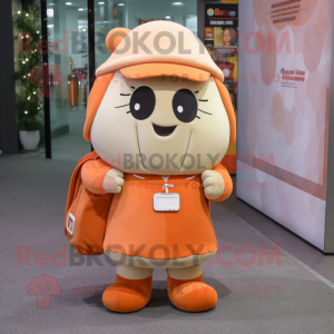 Beige Orange maskot kostume...