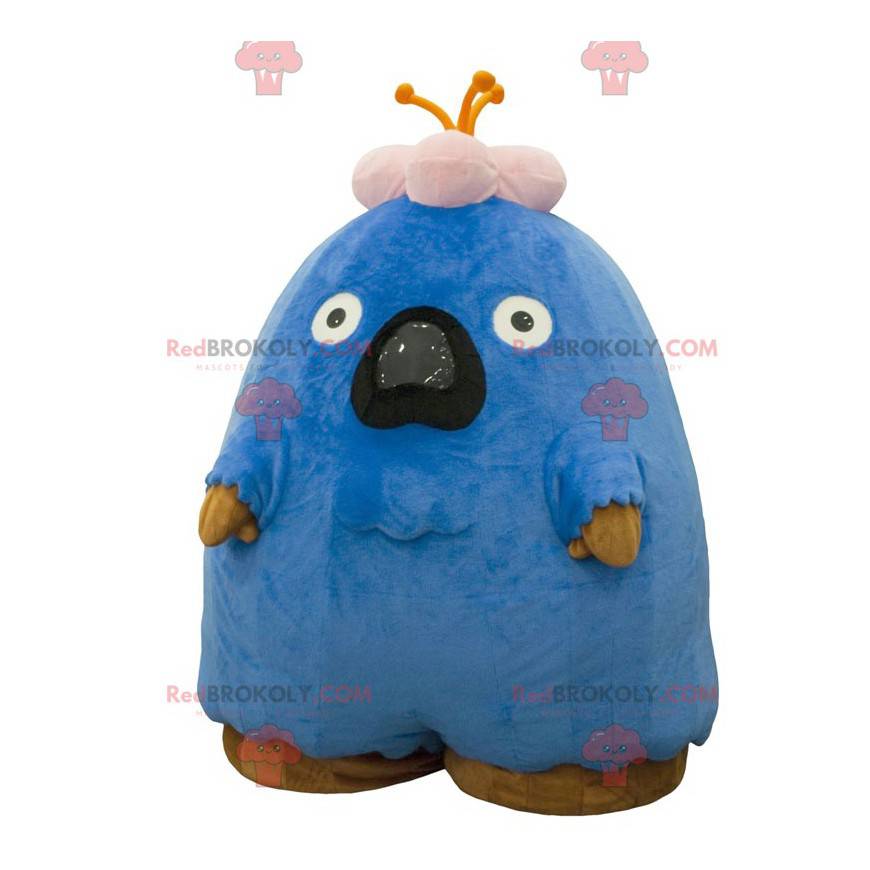 Mascot gran monstruo azul y rosa en blanco - Redbrokoly.com