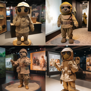 Brown Army Soldier mascot costume character dressed with a Romper and Shawls