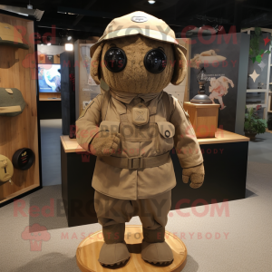 Brown Army Soldier mascot costume character dressed with a Romper and Shawls