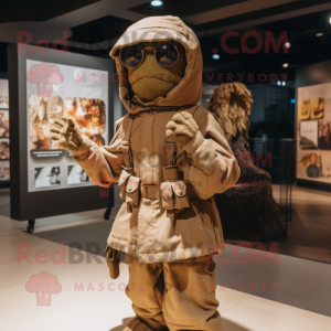 Brown Army Soldier mascot costume character dressed with a Romper and Shawls