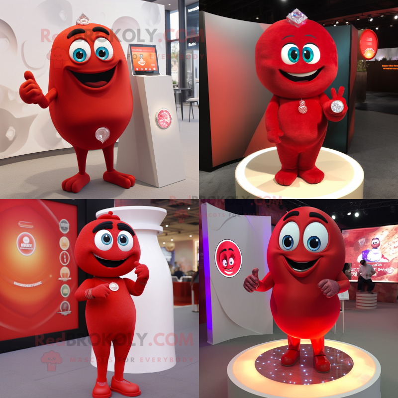 Red Engagement Ring mascot costume character dressed with a Tank Top and Lapel pins Red Engagement Ring mascot costume character dressed with a Tank Top and Lapel pins