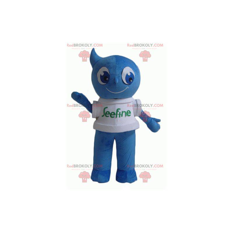 Maskot modrý sněhulák usmívající se kapka vody - Redbrokoly.com Maskot modrý sněhulák usmívající se kapka vody - Redbrokoly.com