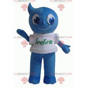 Mascote do boneco de neve azul sorrindo gota d'água -