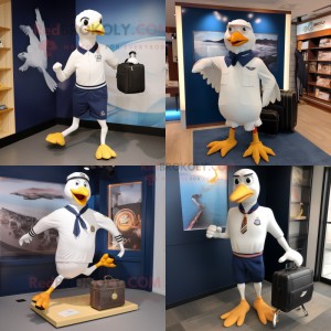 Navy Seagull maskot kostume...