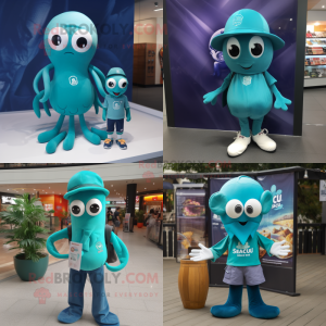 Teal Squid mascotte kostuum...