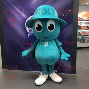 Teal Squid mascotte kostuum...