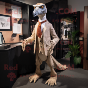 nan Velociraptor mascot costume character dressed with a Suit Pants and Shawls