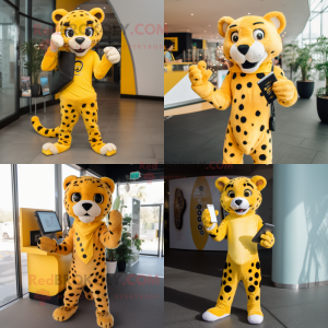 Gele Cheetah mascotte...