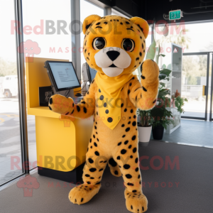 Gul Cheetah maskot maskot...