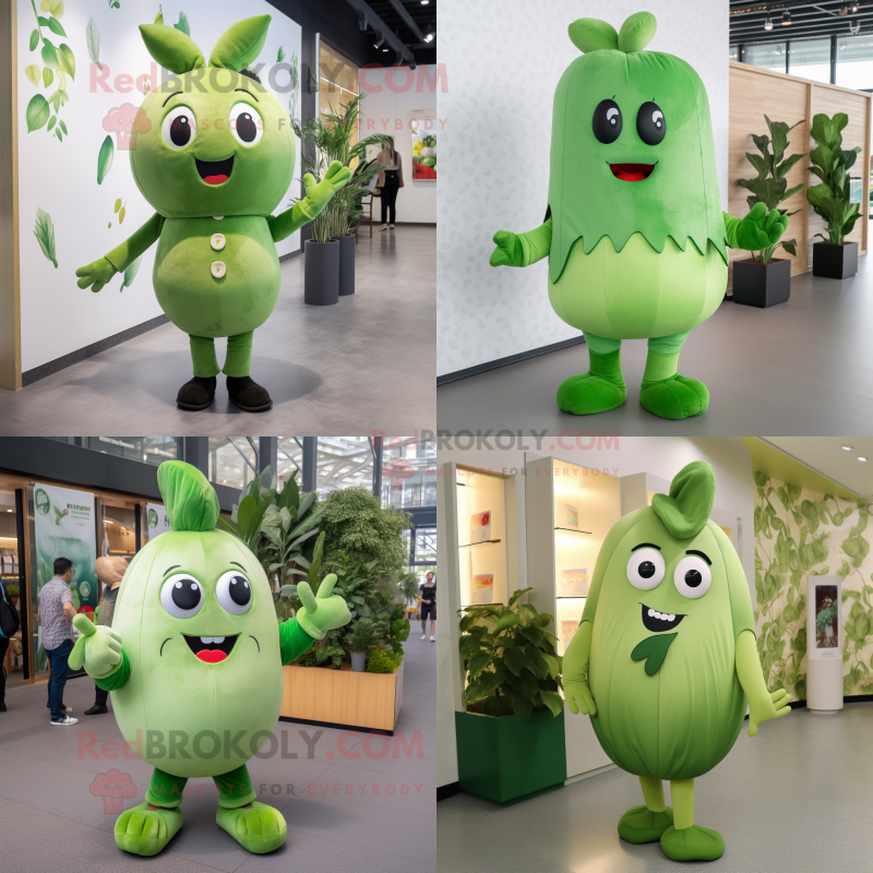 Olive Radish mascot costume character dressed with a Romper and Foot pads