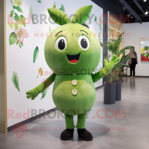 Olive Radish mascot costume character dressed with a Romper and Foot pads