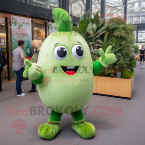 Olive Radish mascot costume character dressed with a Romper and Foot pads