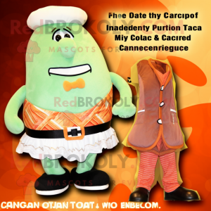 Orange Corned Beef And Cabbage mascot costume character dressed with a Dress Pants and Necklaces