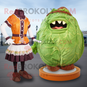 Orange Corned Beef And Cabbage mascot costume character dressed with a Dress Pants and Necklaces