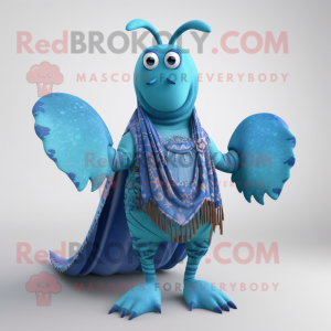 Blue Lobster mascot costume character dressed with a Swimwear and Shawls