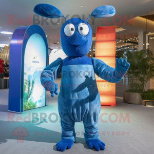 Blue Lobster mascot costume character dressed with a Swimwear and Shawls