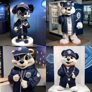 Navy Bracelet mascot costume character dressed with a Hoodie and Ties