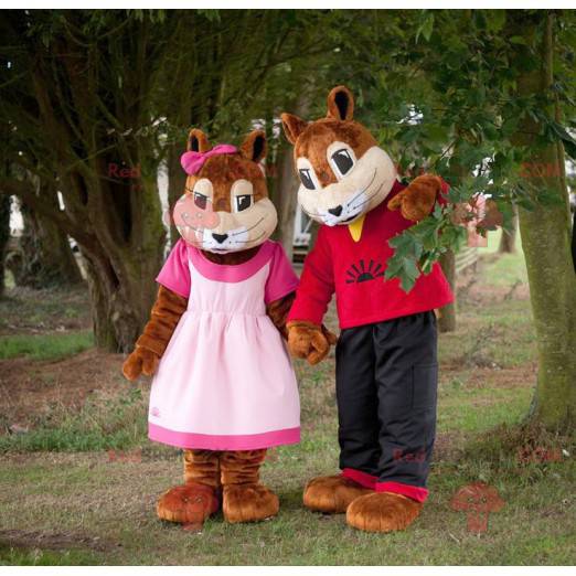 2 maskotter af pige og dreng egern - Redbrokoly.com