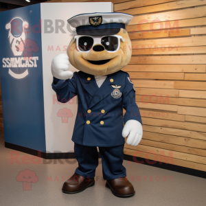 Navy Special Air Service mascot costume character dressed with a Dress Shirt and Shoe clips