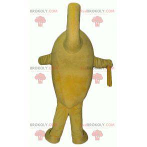 Mascot yellow and black oval snowman smiling - Redbrokoly.com