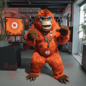 Rust Gorilla mascot costume character dressed with a V-Neck Tee and Anklets